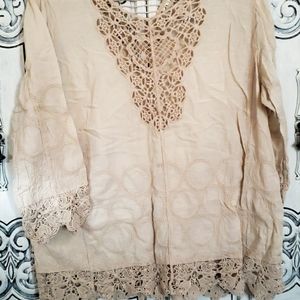 Cream boho crochet top xl cato
